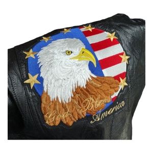 Giovanni Navarre Leather Company Genuine Leather USA Eagle Biker Vest Size Large